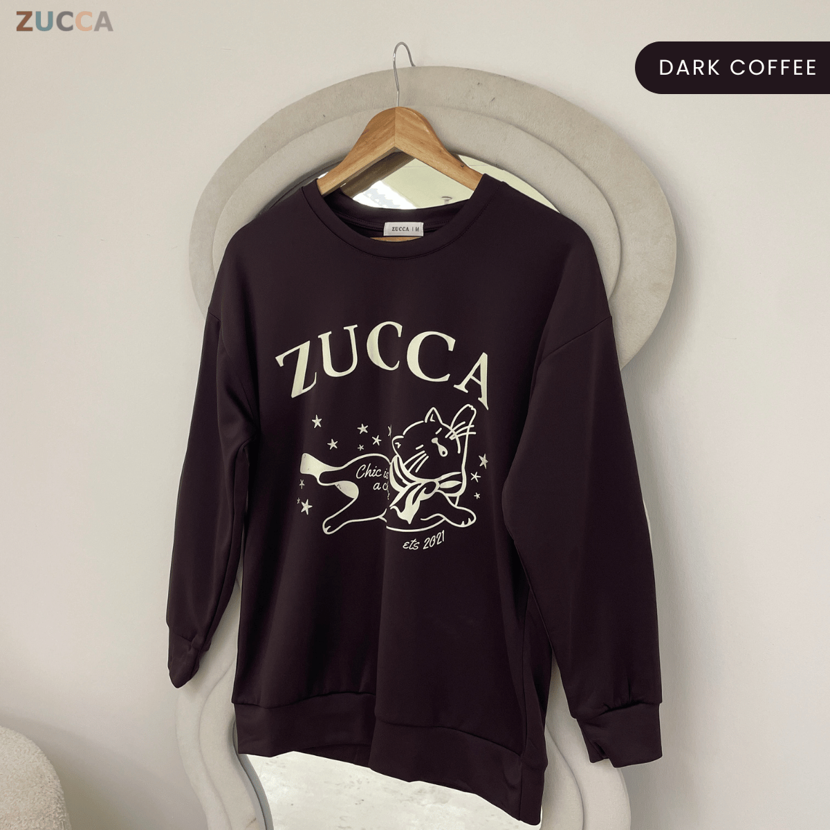 ZUCCA KIRANA CAT GRAPHIC OVERSIZED SWEATSHIRT - MA206