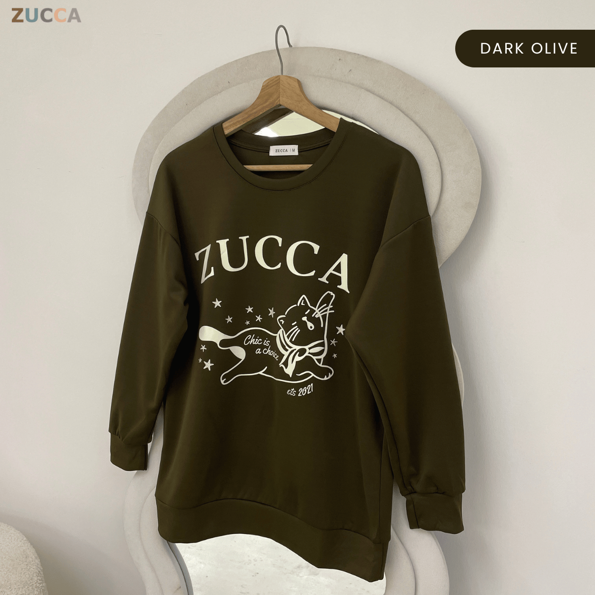 ZUCCA KIRANA CAT GRAPHIC OVERSIZED SWEATSHIRT - MA206
