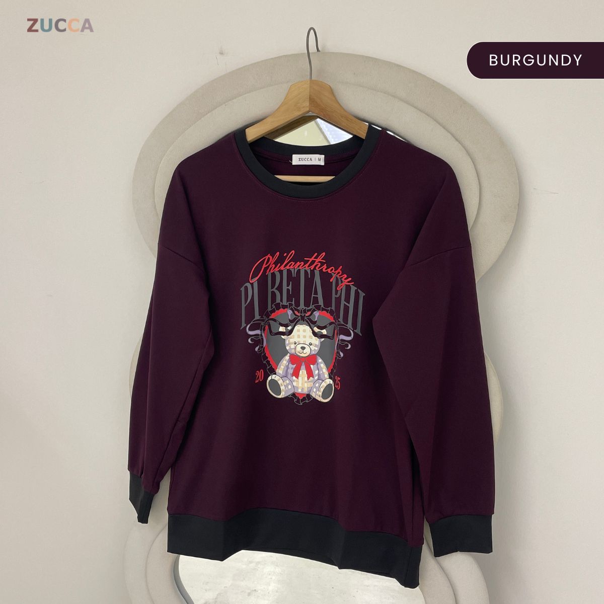 ZUCCA EZZAH VINTAGE BEAR GRAPHIC LONG SLEEVE SWEATSHIRT - MA209