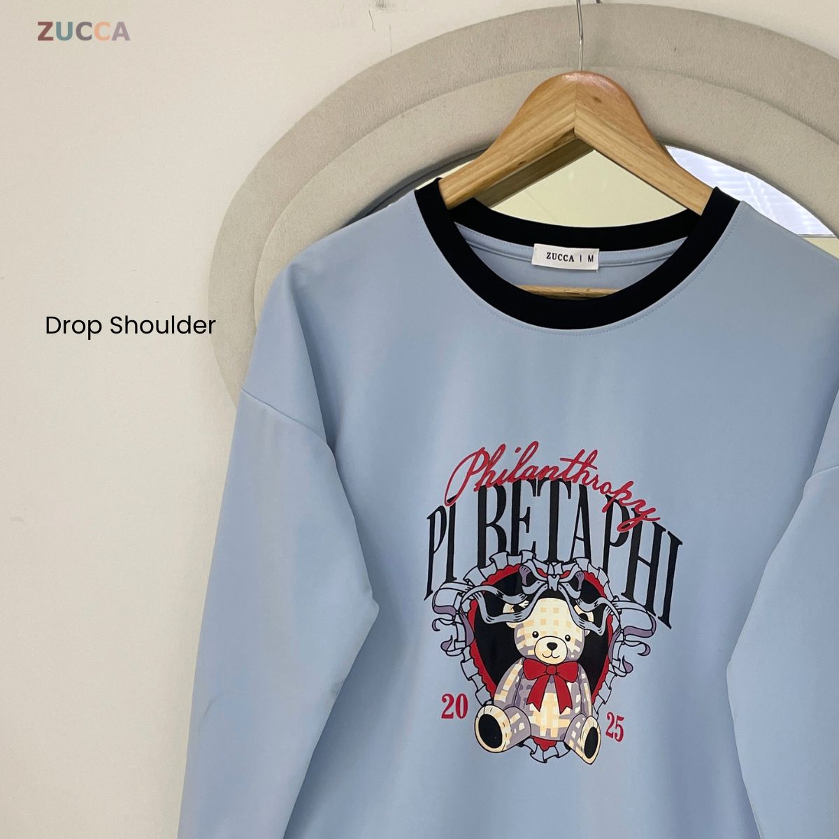 ZUCCA EZZAH VINTAGE BEAR GRAPHIC LONG SLEEVE SWEATSHIRT - MA209