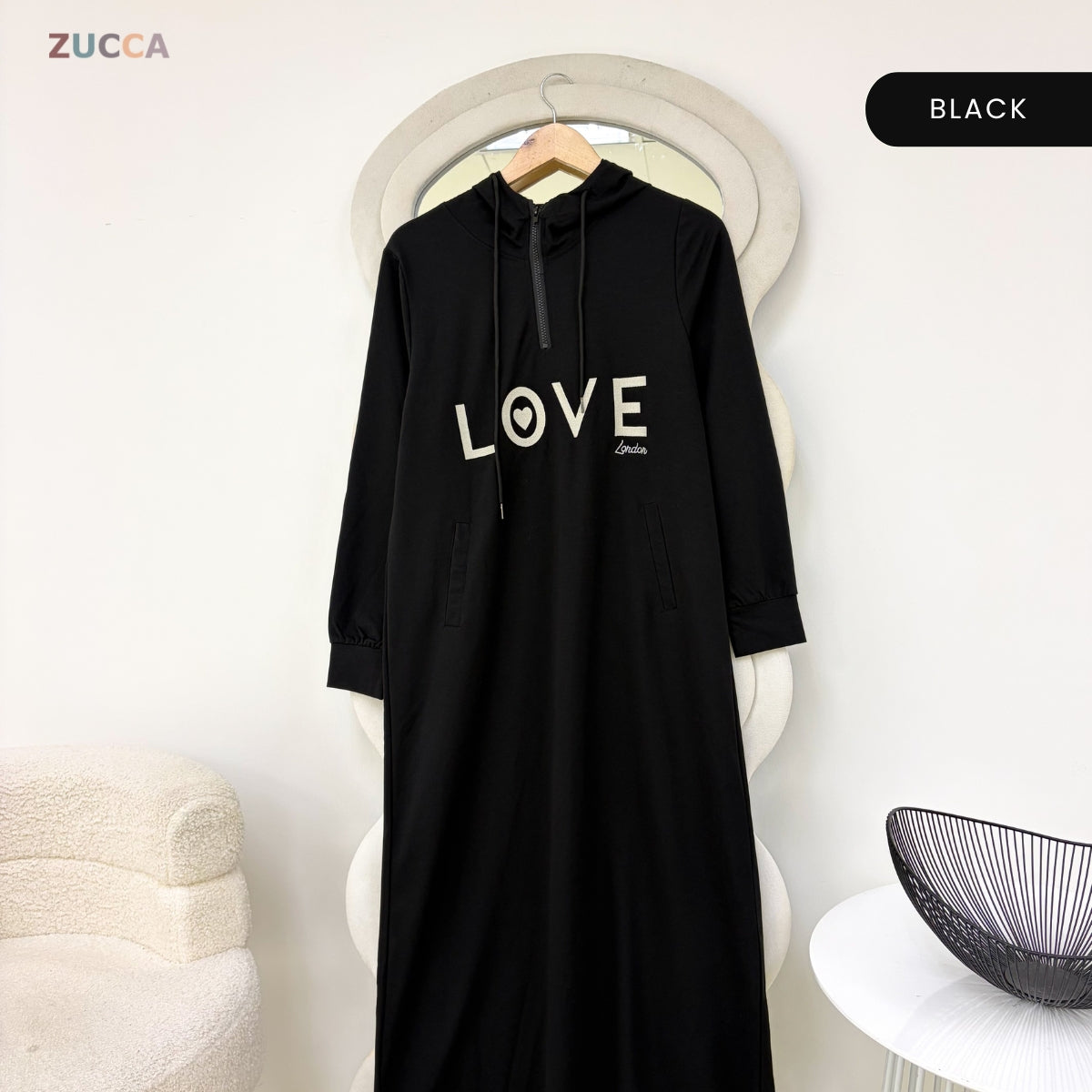 ZUCCA HAZRA WOMEN MODEST CASUAL LONG HOODIE DRESS - MA210