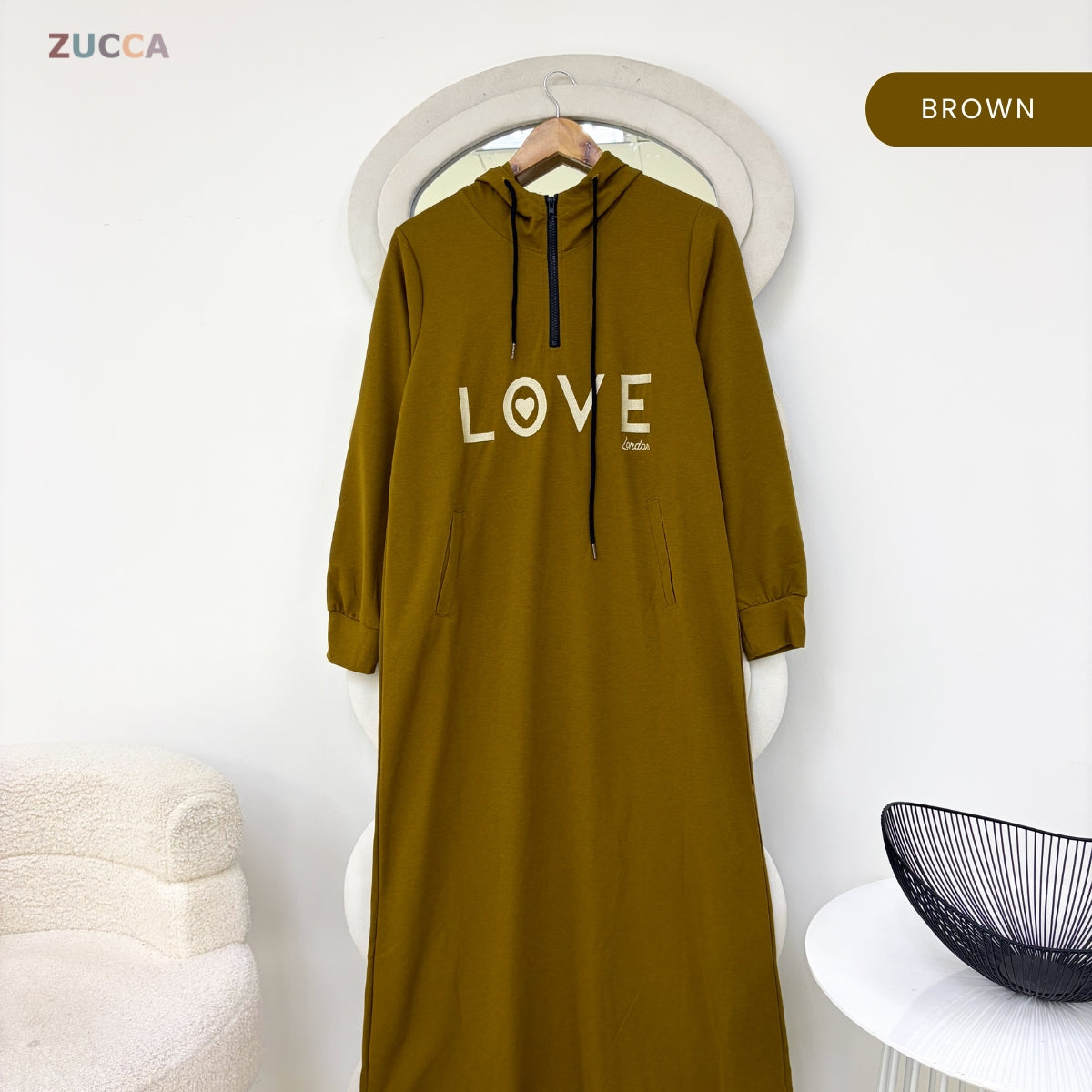 ZUCCA HAZRA WOMEN MODEST CASUAL LONG HOODIE DRESS - MA210