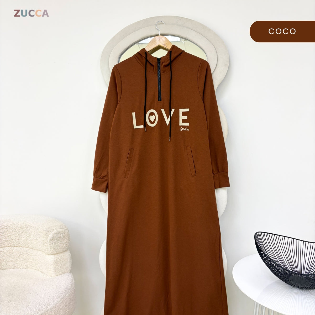 ZUCCA HAZRA WOMEN MODEST CASUAL LONG HOODIE DRESS - MA210
