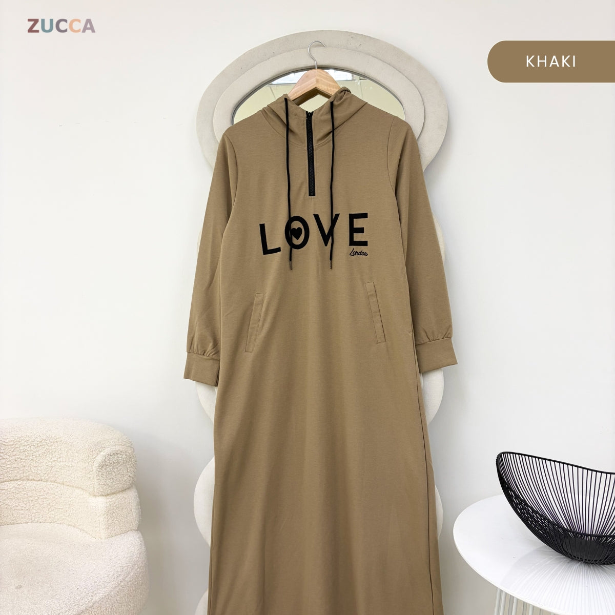 ZUCCA HAZRA WOMEN MODEST CASUAL LONG HOODIE DRESS - MA210