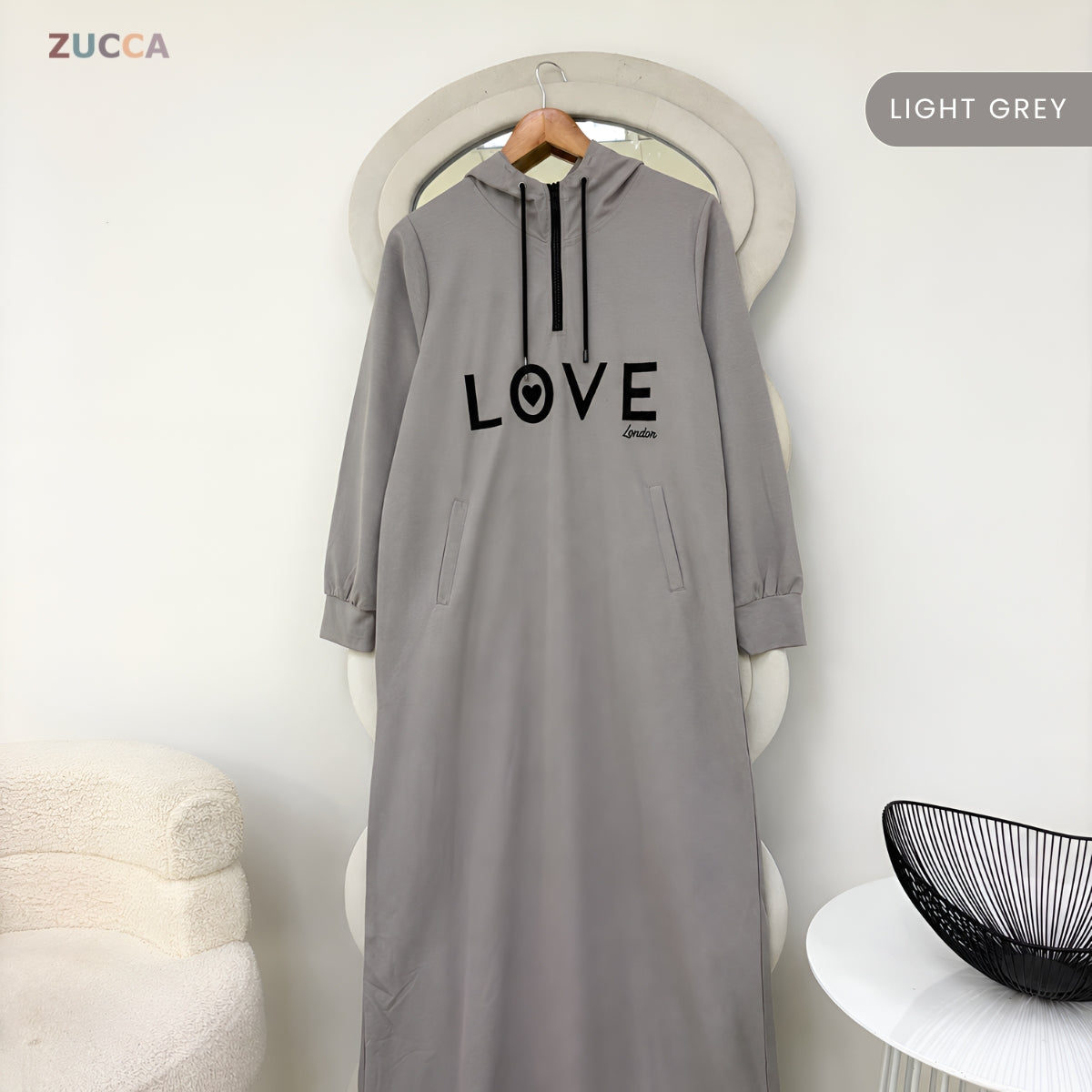 ZUCCA HAZRA WOMEN MODEST CASUAL LONG HOODIE DRESS - MA210