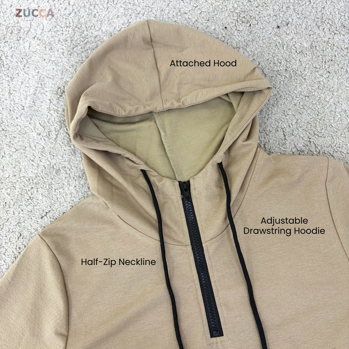 ZUCCA HAZRA WOMEN MODEST CASUAL LONG HOODIE DRESS - MA210