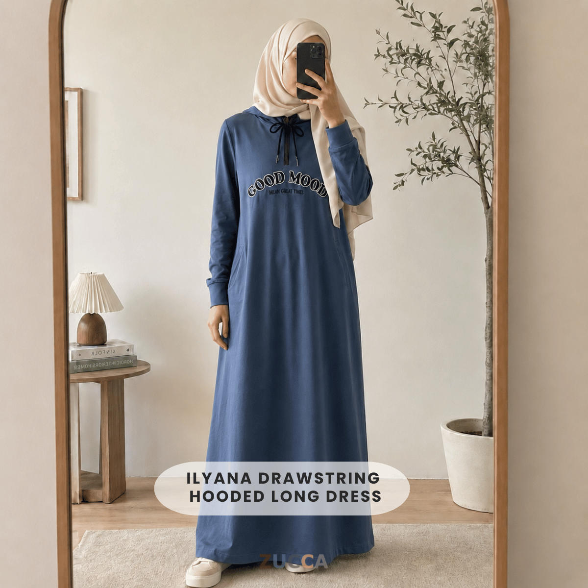 ZUCCA ILYANA DRAWSTRING HOODED LONG DRESS - MA211