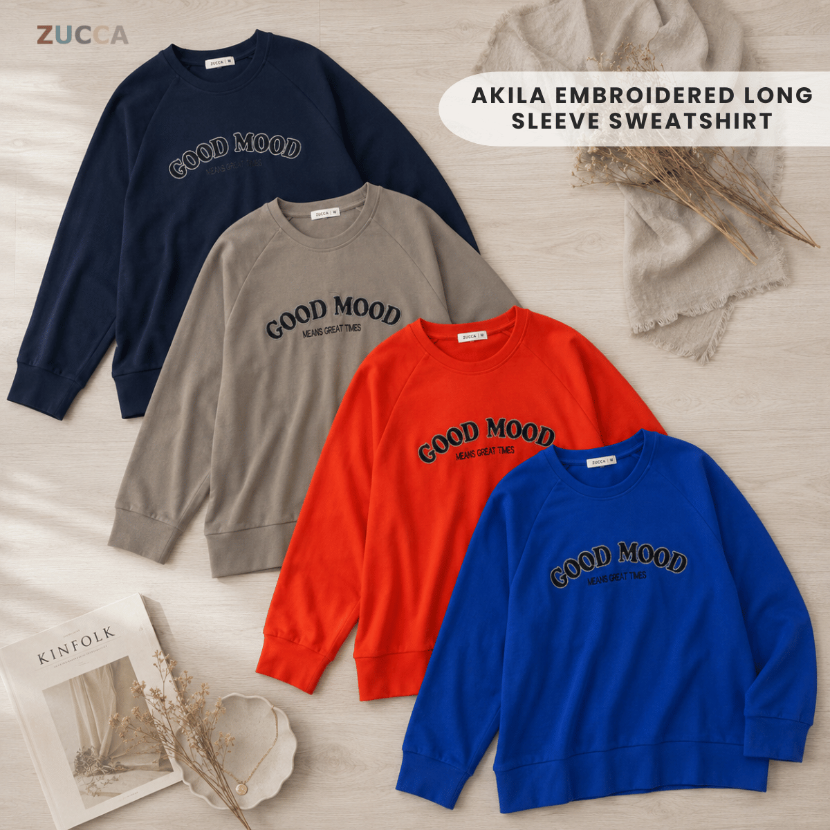 ZUCCA AKILA EMBROIDERED LONG SLEEVE SWEATSHIRT – MA212