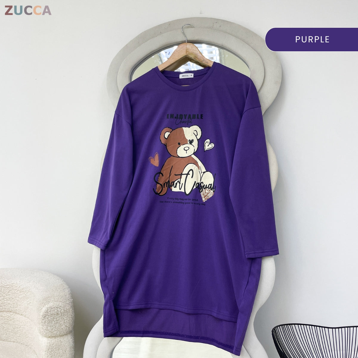 ZUCCA RANIA TEDDY BEAR GRAPHIC LONG SLEEVE MODEST TOP - MA214