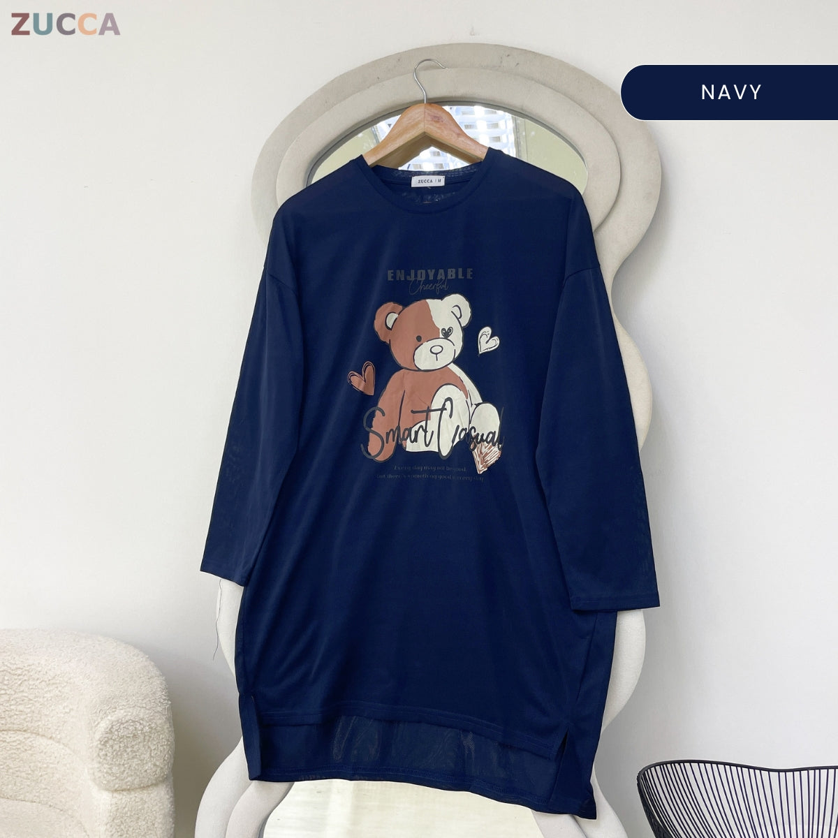 ZUCCA RANIA TEDDY BEAR GRAPHIC LONG SLEEVE MODEST TOP - MA214