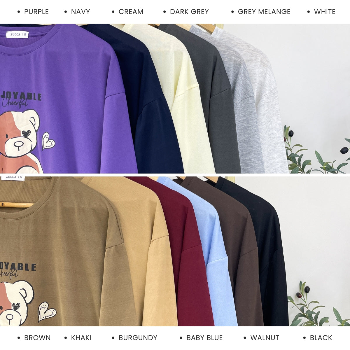 ZUCCA RANIA TEDDY BEAR GRAPHIC LONG SLEEVE MODEST TOP - MA214