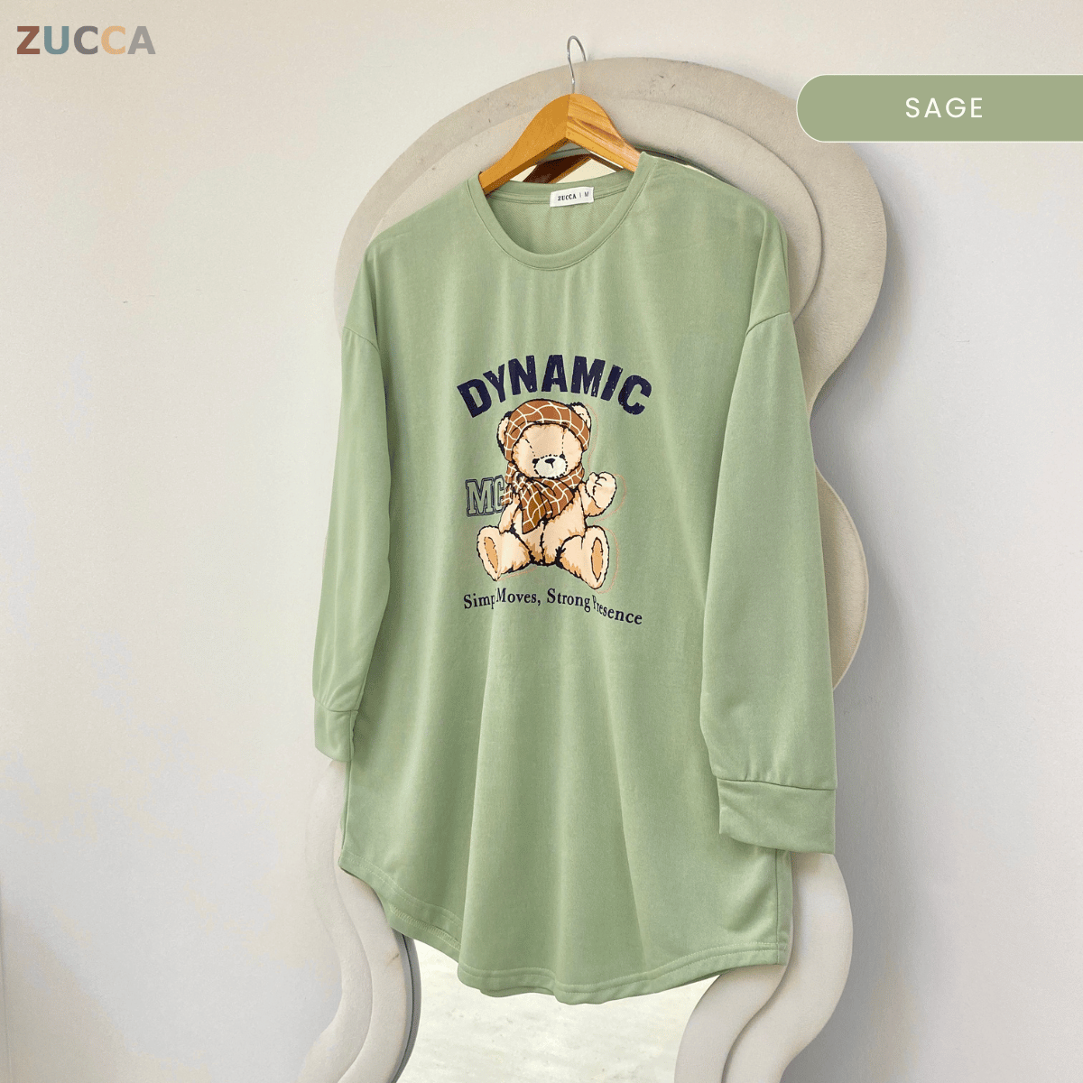 ZUCCA SHEZI DYNAMIC BEAR LONG SLEEVE TOP - MA215