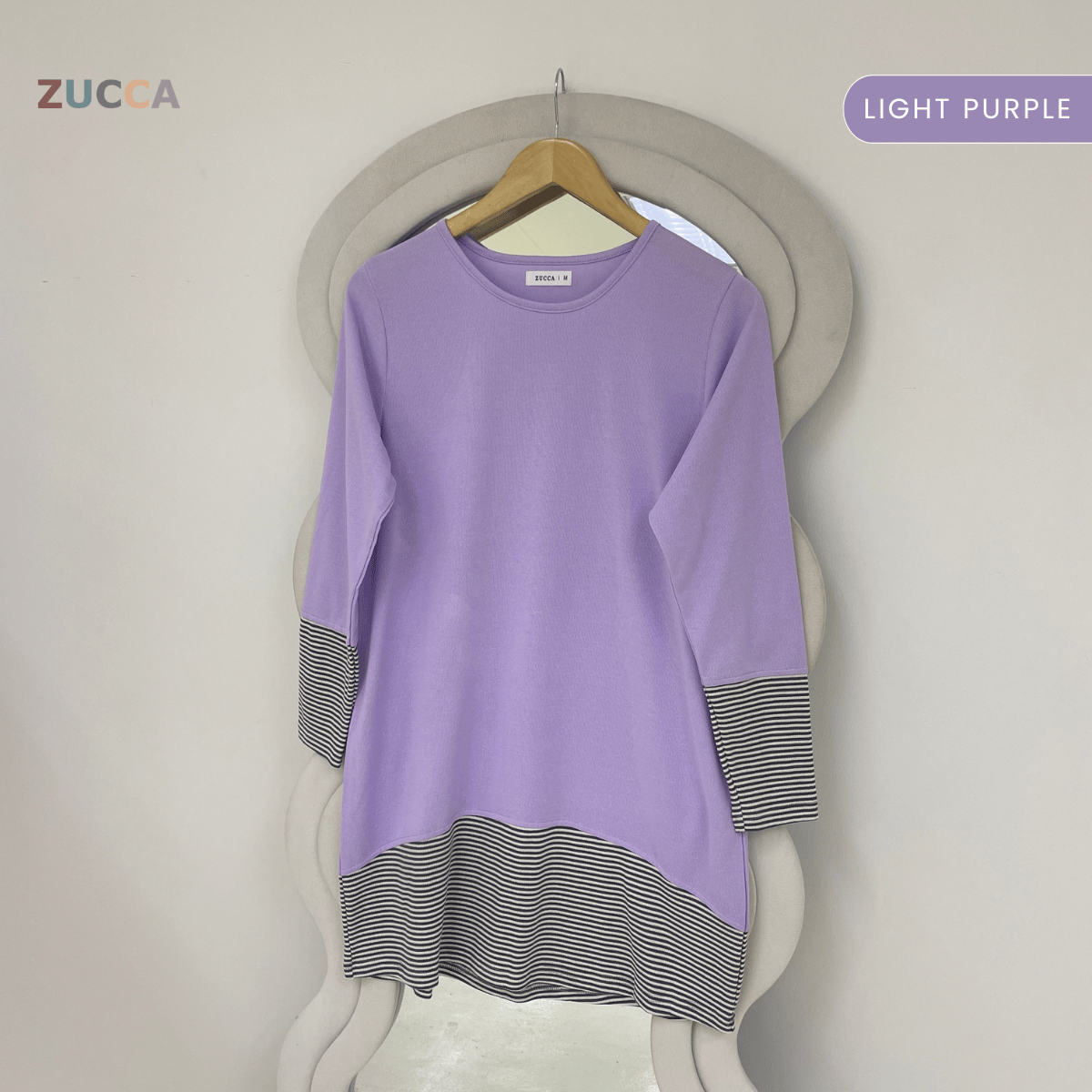 ZUCCA PUTRI STRIPED HEM LONG SLEEVE TOP - MA217