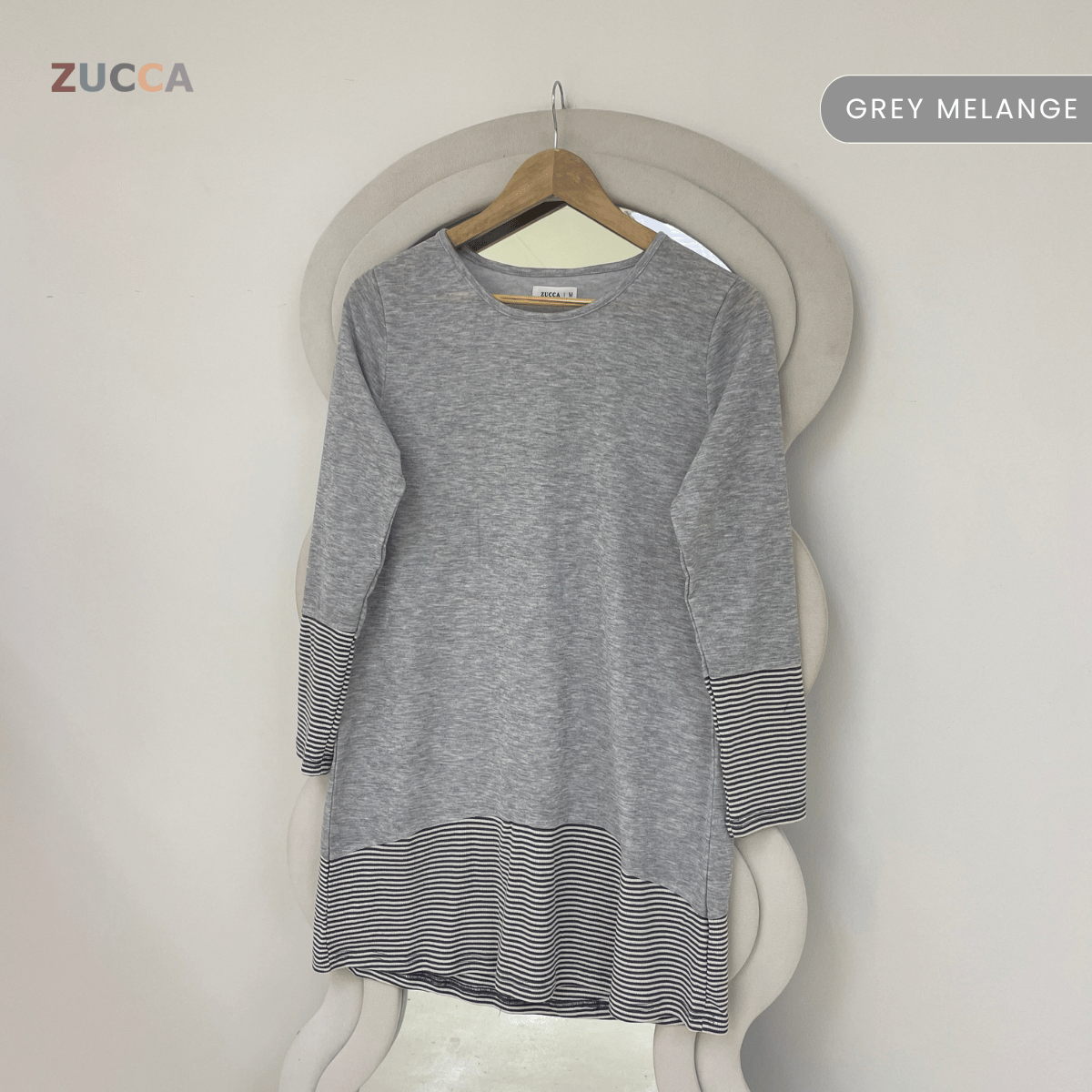 ZUCCA PUTRI STRIPED HEM LONG SLEEVE TOP - MA217
