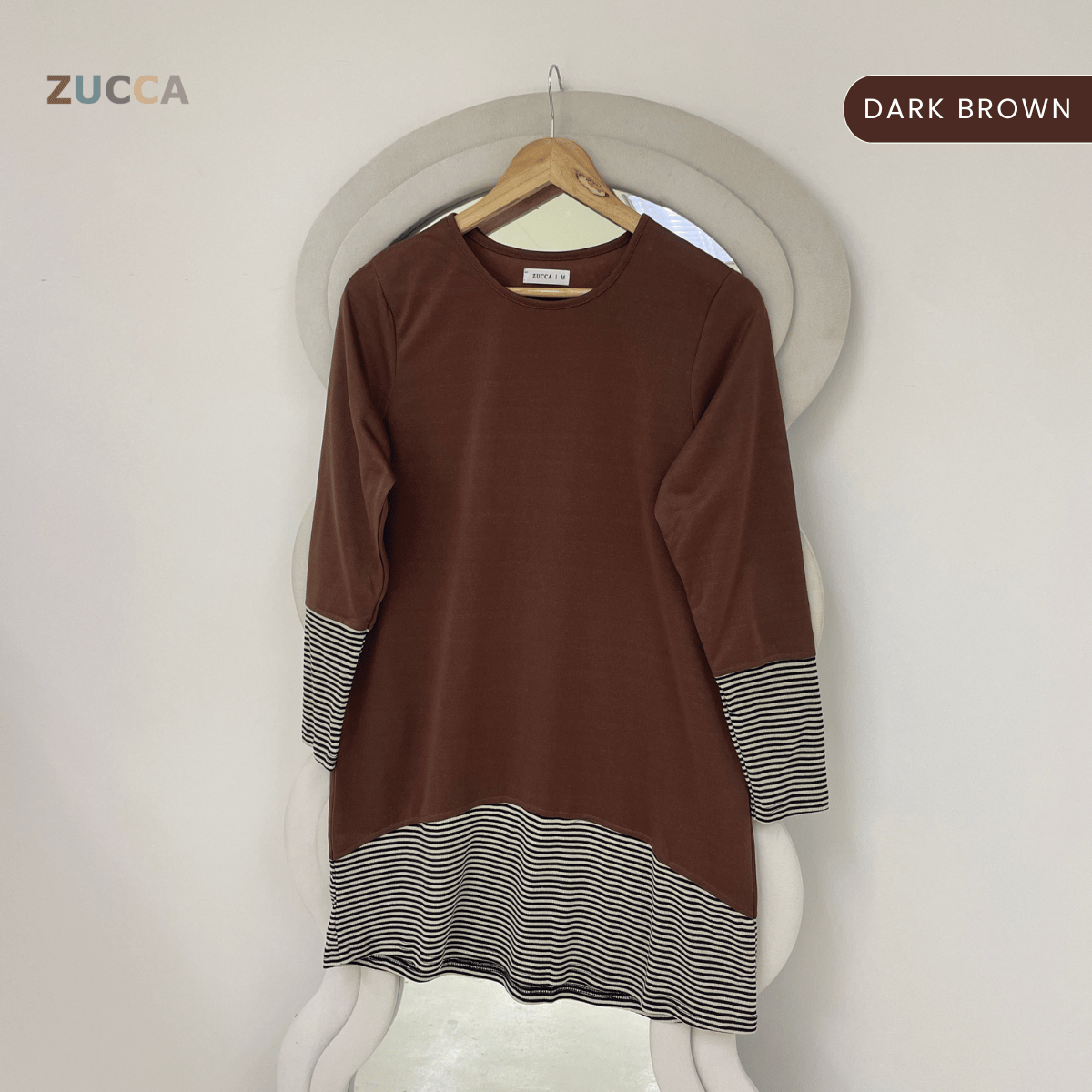 ZUCCA PUTRI STRIPED HEM LONG SLEEVE TOP - MA217