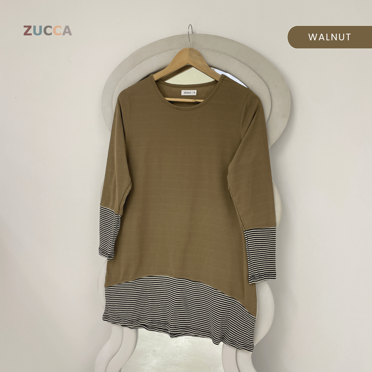 ZUCCA PUTRI STRIPED HEM LONG SLEEVE TOP - MA217