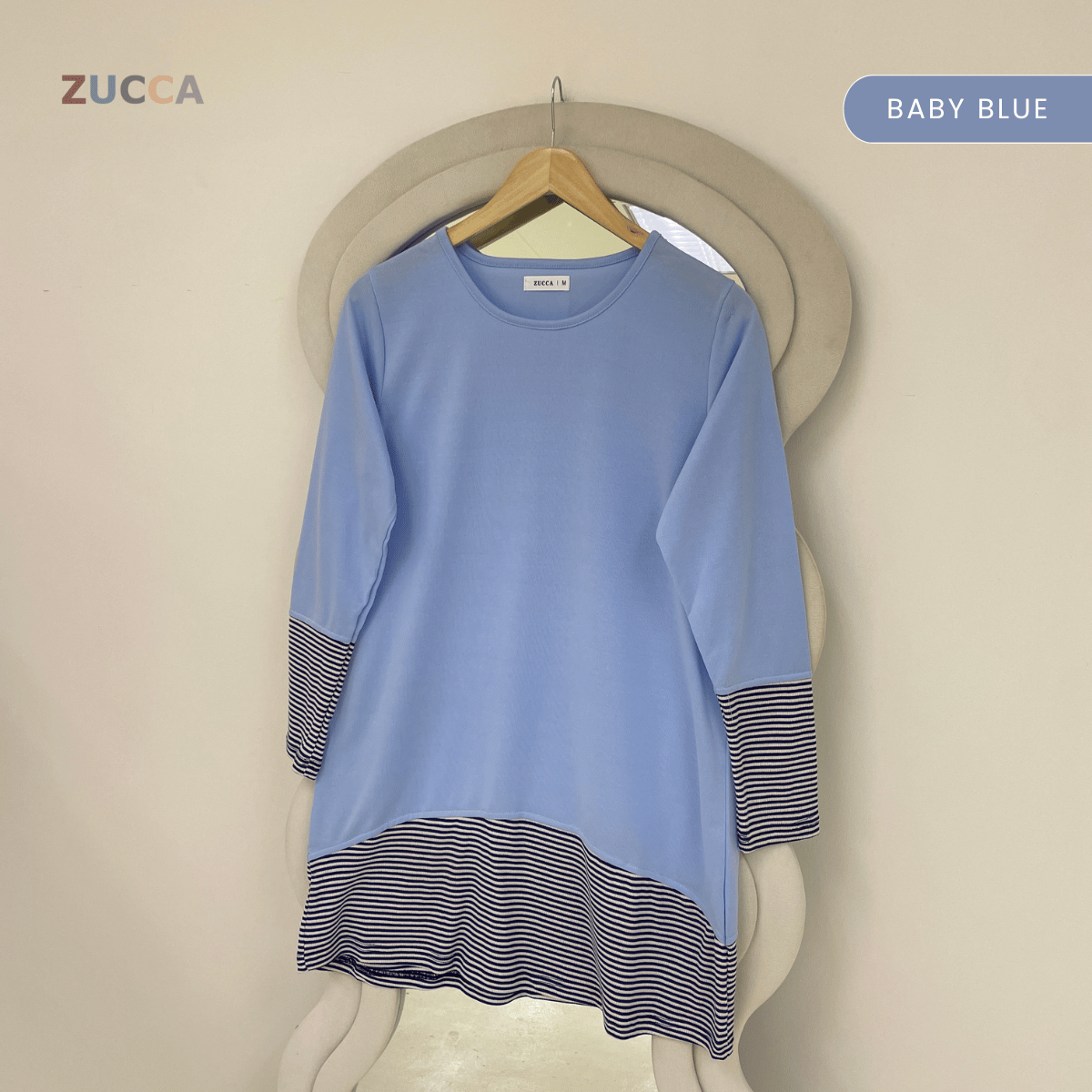 ZUCCA PUTRI STRIPED HEM LONG SLEEVE TOP - MA217