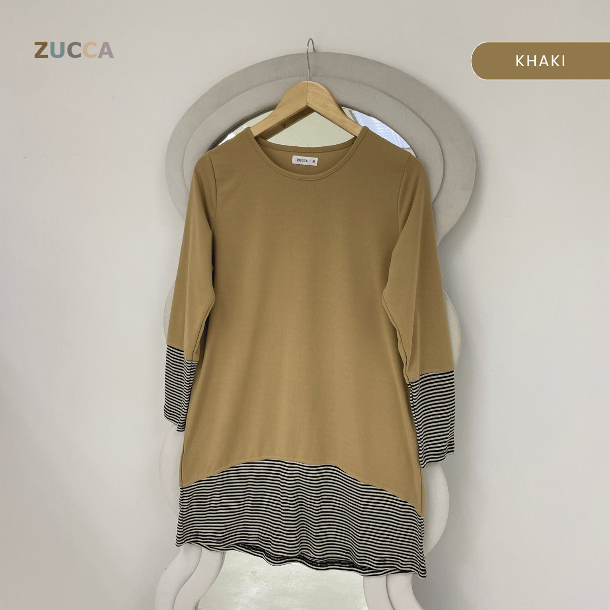 ZUCCA PUTRI STRIPED HEM LONG SLEEVE TOP - MA217
