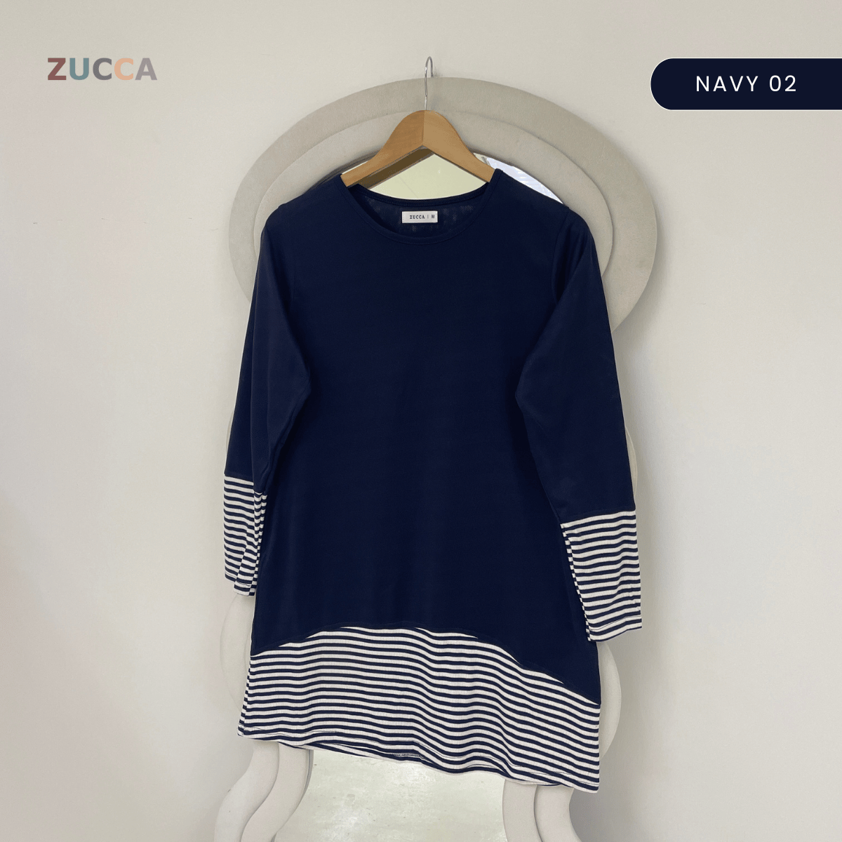 ZUCCA PUTRI STRIPED HEM LONG SLEEVE TOP - MA217