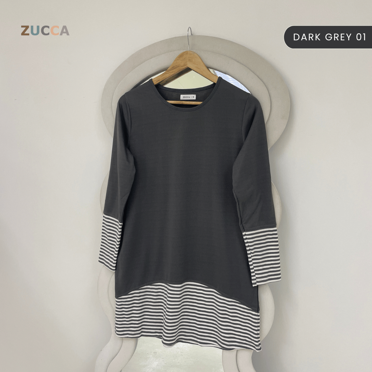 ZUCCA PUTRI STRIPED HEM LONG SLEEVE TOP - MA217