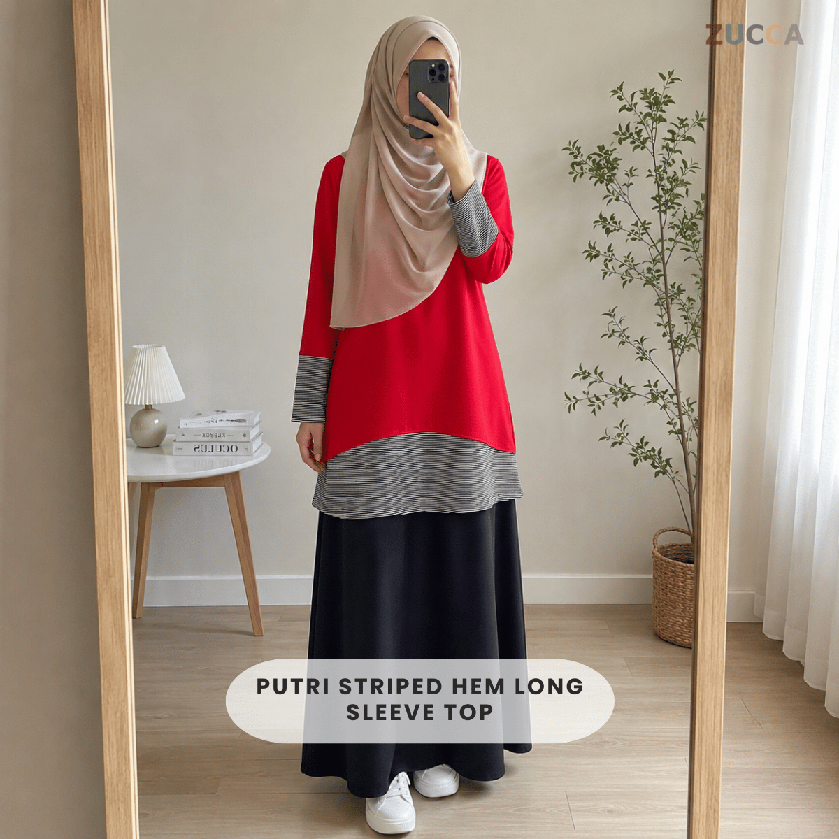 ZUCCA PUTRI STRIPED HEM LONG SLEEVE TOP - MA217