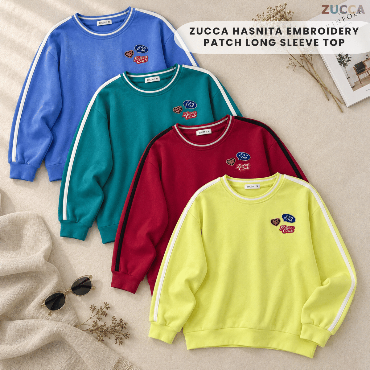ZUCCA HASNITA EMBROIDERY PATCH LONG SLEEVE TOP - MA218