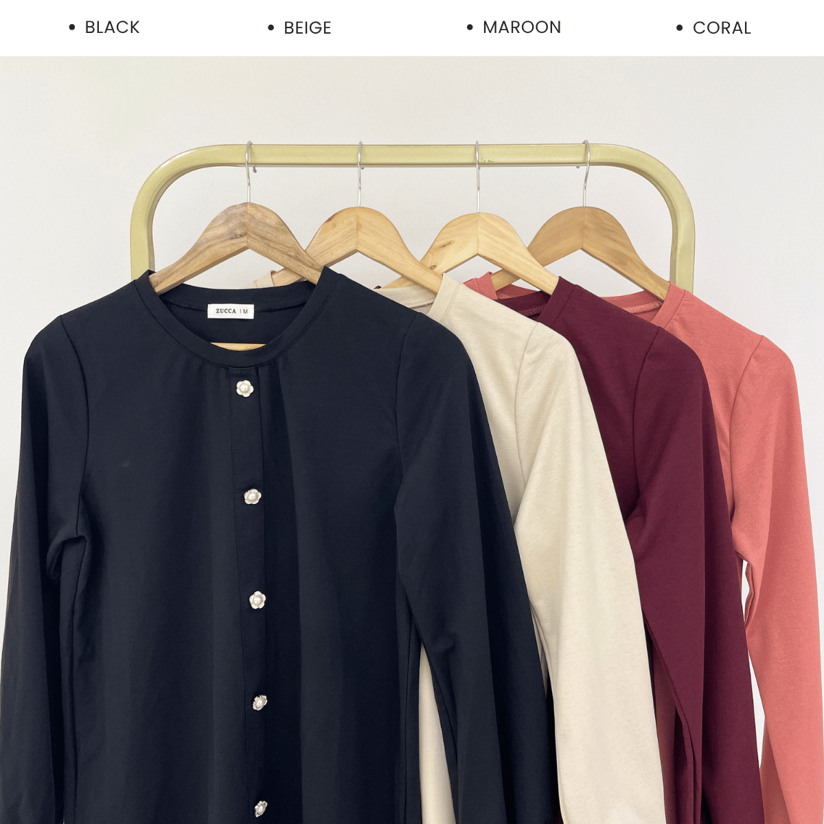ZUCCA ZAINA BUTTON MODEST LONG SLEEVE BLOUSE - MA219