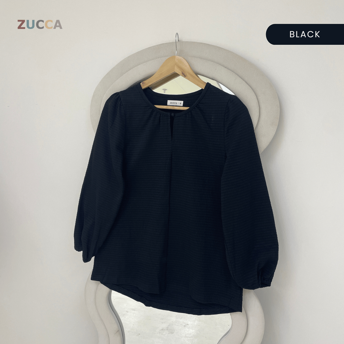ZUCCA NAYRA TEXTURED BUTTON LONG SLEEVE BLOUSE - MA220(GN122)