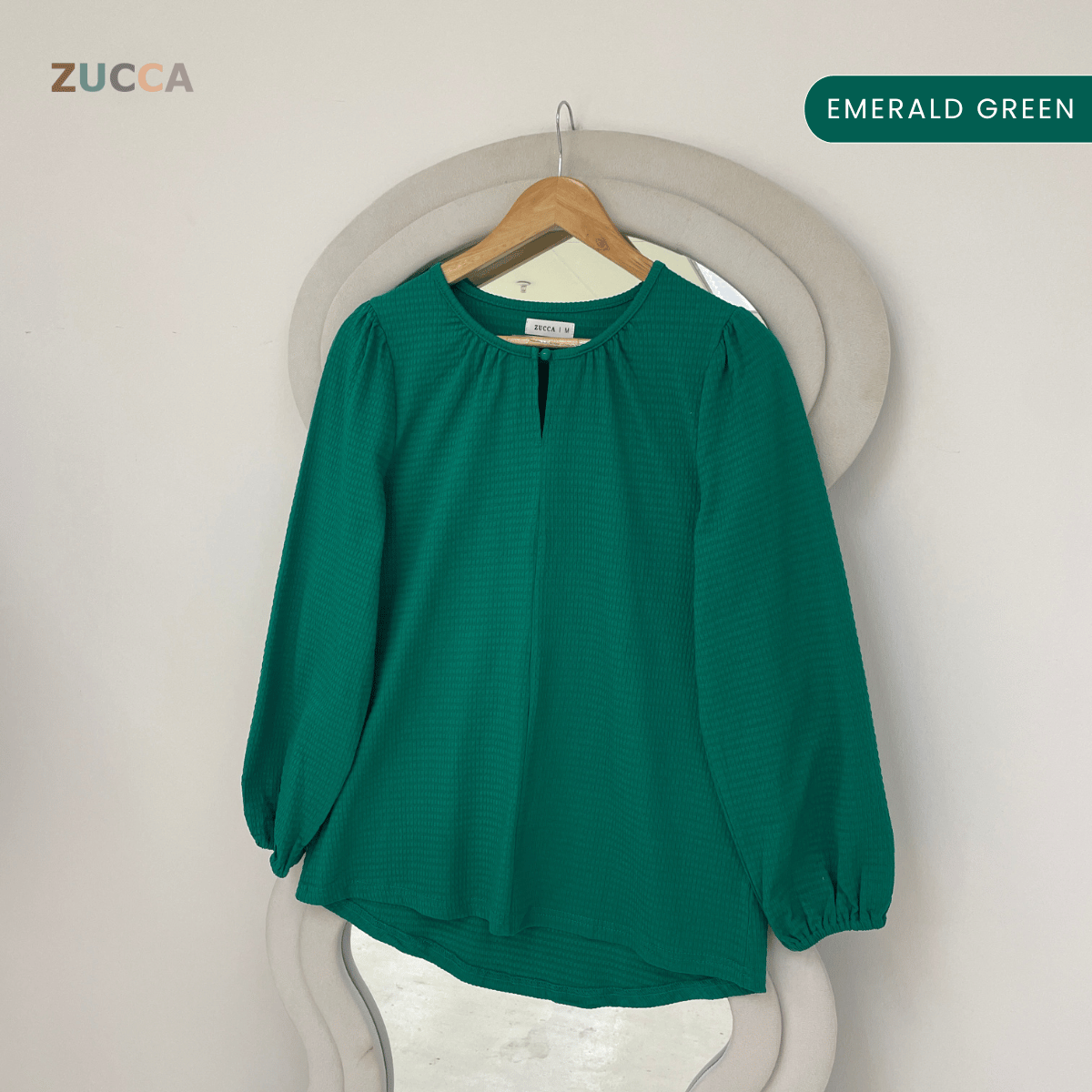 ZUCCA NAYRA TEXTURED BUTTON LONG SLEEVE BLOUSE - MA220(GN122)