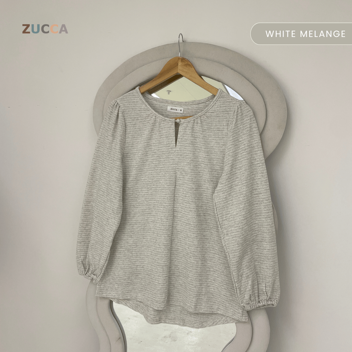 ZUCCA NAYRA TEXTURED BUTTON LONG SLEEVE BLOUSE - MA220(GN122)