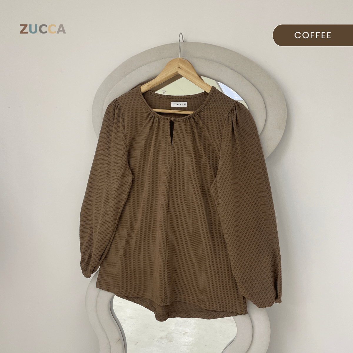ZUCCA NAYRA TEXTURED BUTTON LONG SLEEVE BLOUSE - MA220(GN122)