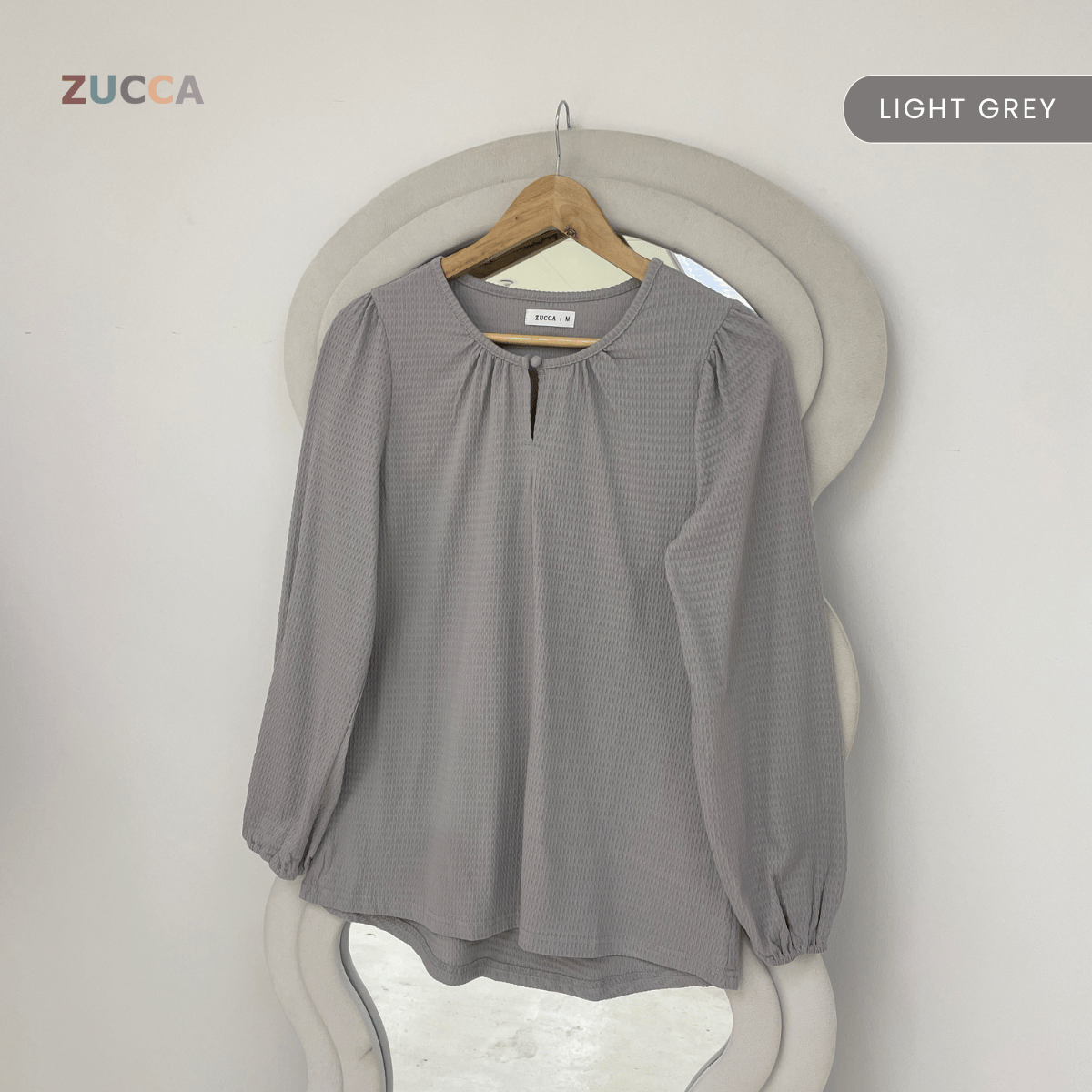 ZUCCA NAYRA TEXTURED BUTTON LONG SLEEVE BLOUSE - MA220(GN122)