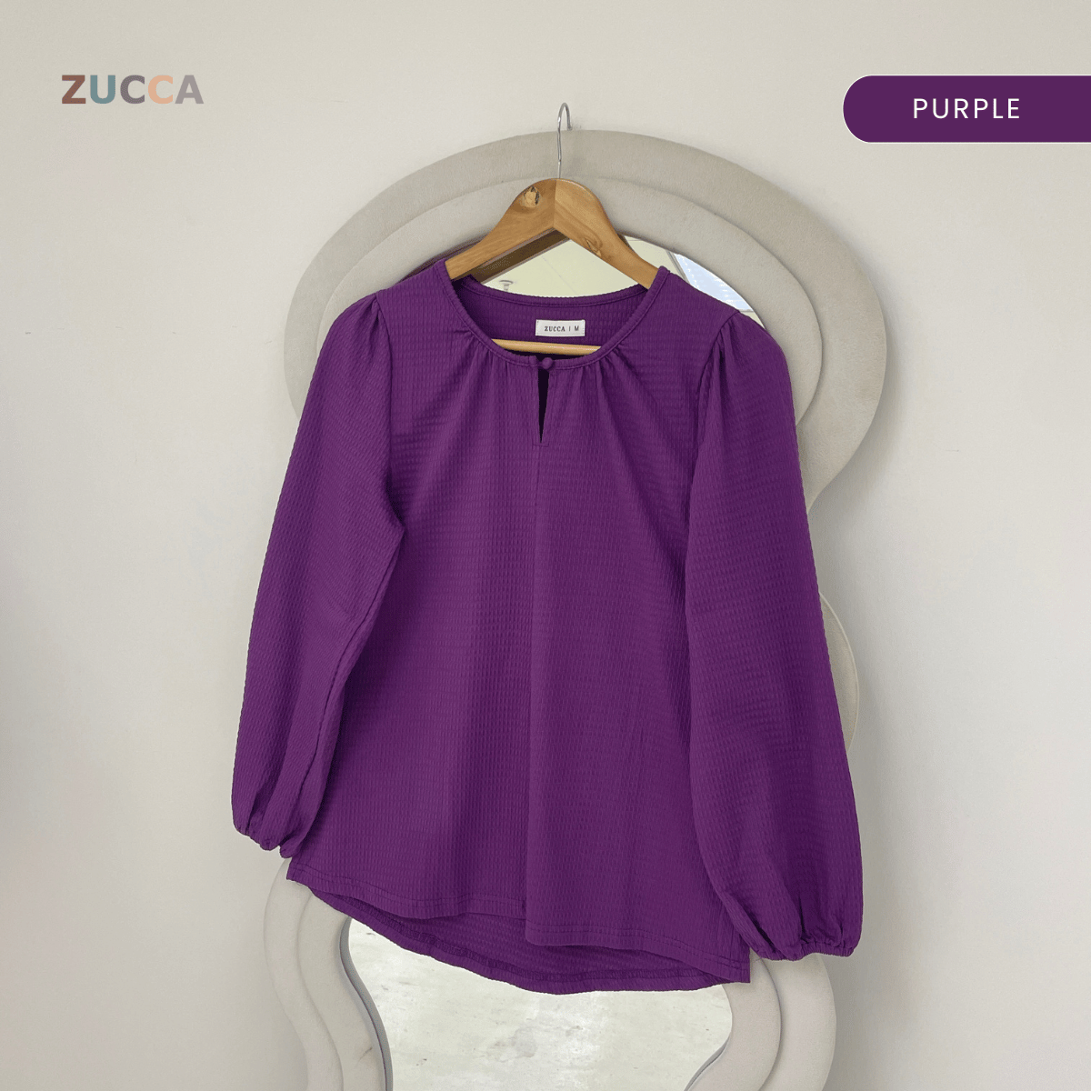 ZUCCA NAYRA TEXTURED BUTTON LONG SLEEVE BLOUSE - MA220(GN122)