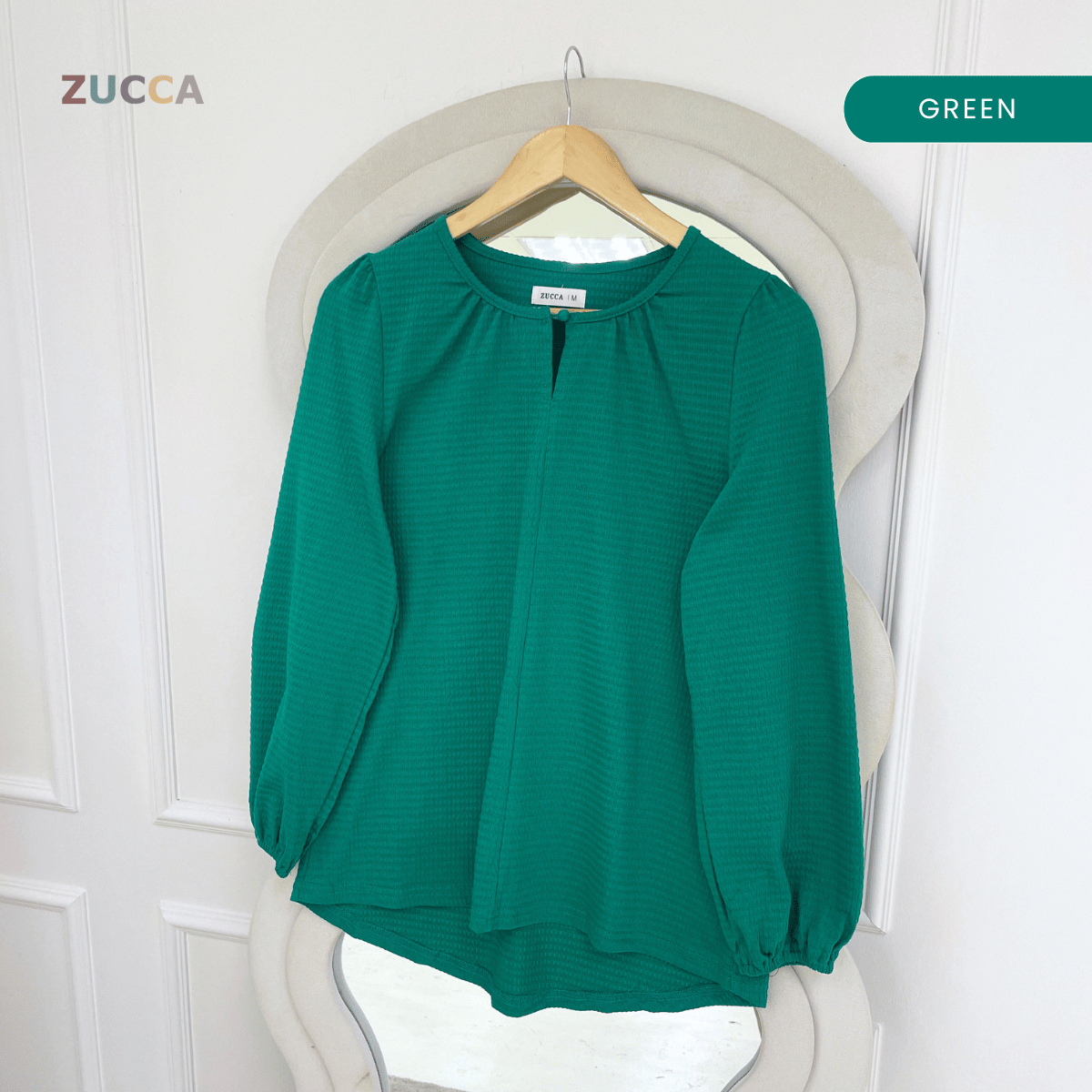 ZUCCA NAYRA TEXTURED BUTTON LONG SLEEVE BLOUSE - MA220(GN122)