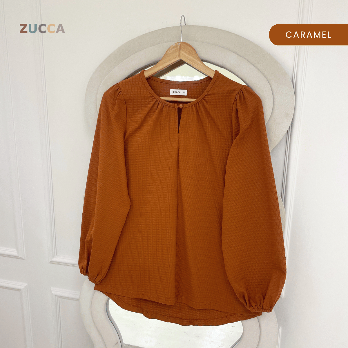 ZUCCA NAYRA TEXTURED BUTTON LONG SLEEVE BLOUSE - MA220(GN122)