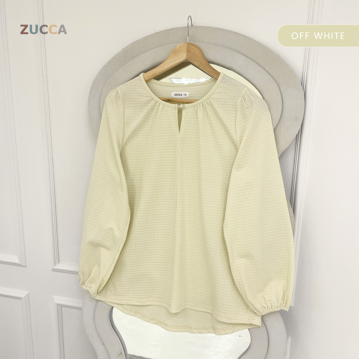 ZUCCA NAYRA TEXTURED BUTTON LONG SLEEVE BLOUSE - MA220(GN122)
