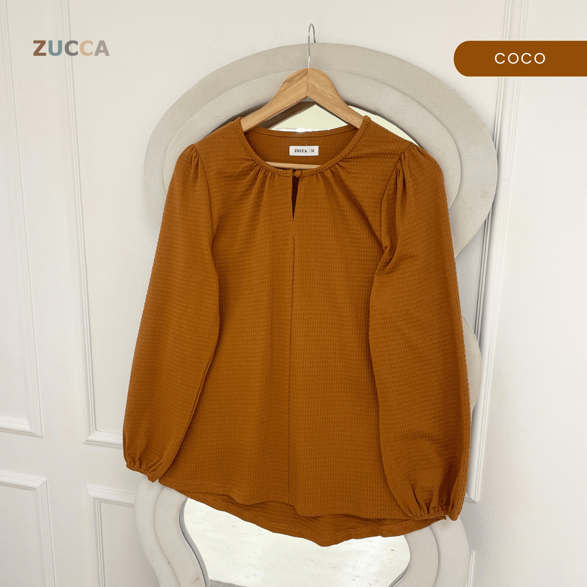 ZUCCA NAYRA TEXTURED BUTTON LONG SLEEVE BLOUSE - MA220(GN122)