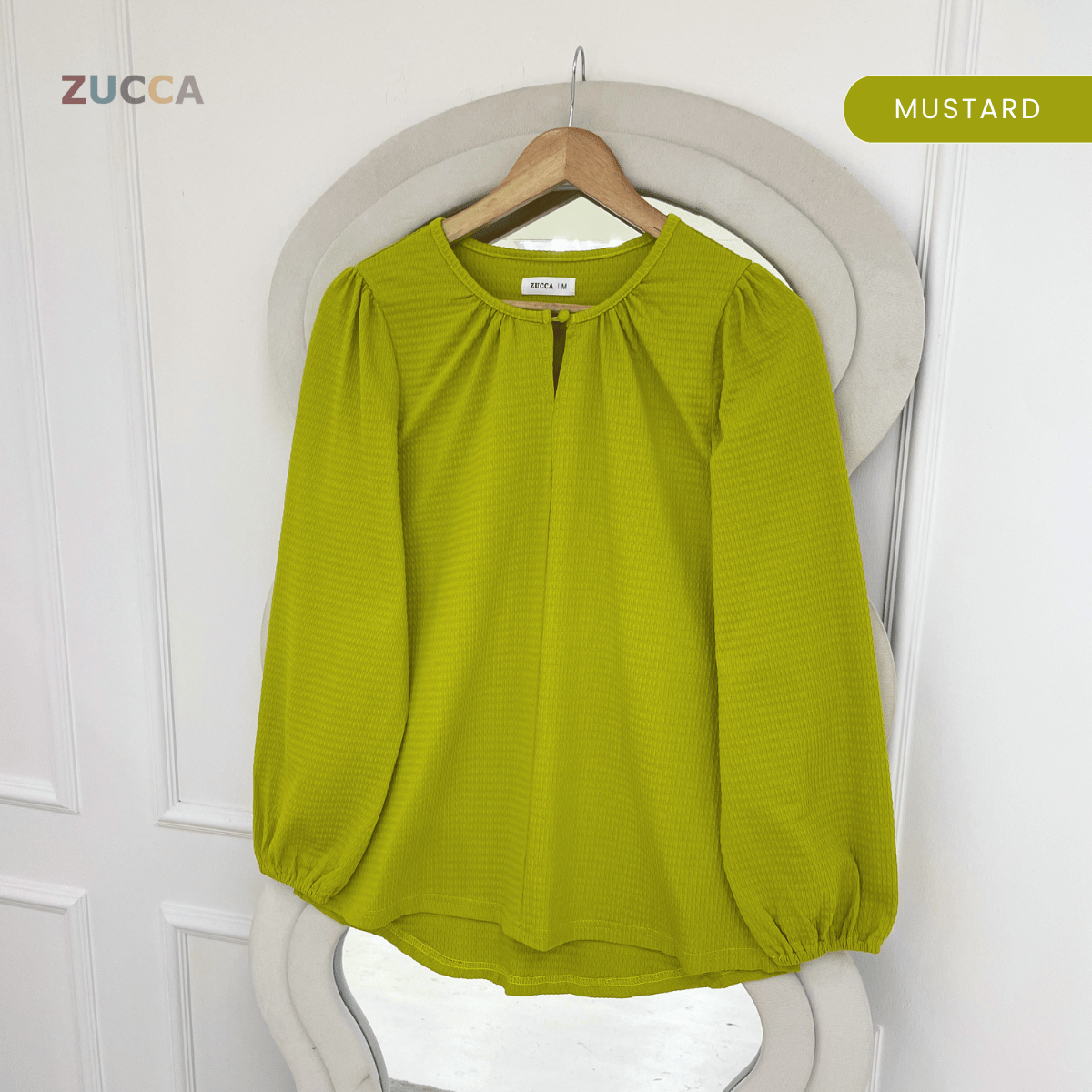 ZUCCA NAYRA TEXTURED BUTTON LONG SLEEVE BLOUSE - MA220(GN122)