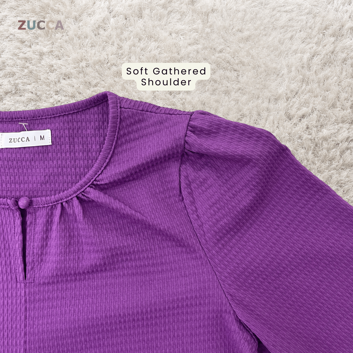 ZUCCA NAYRA TEXTURED BUTTON LONG SLEEVE BLOUSE - MA220(GN122)