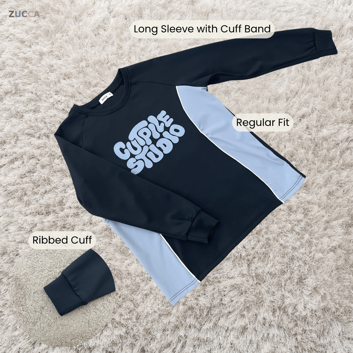 ZUCCA AFIFA CONTRAST PANEL LONG SLEEVE TOP - MA221