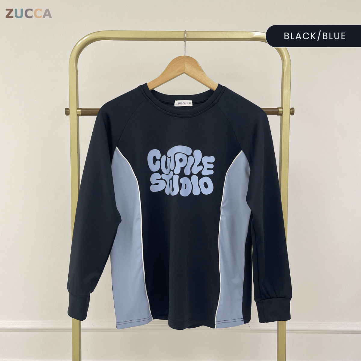 ZUCCA AFIFA CONTRAST PANEL LONG SLEEVE TOP - MA221
