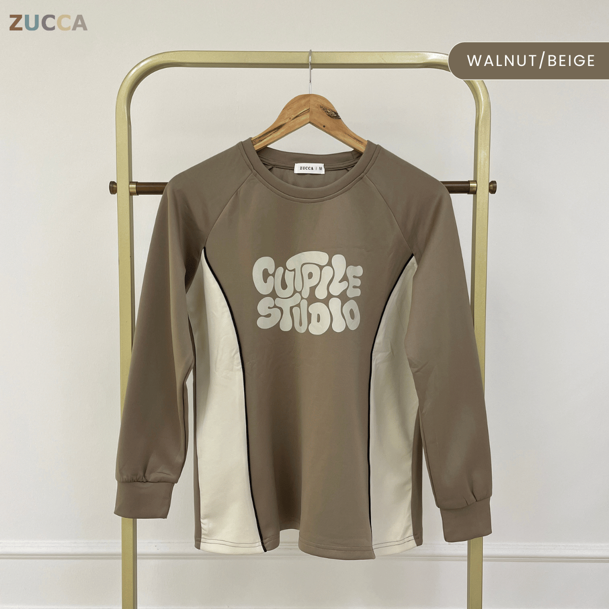 ZUCCA AFIFA CONTRAST PANEL LONG SLEEVE TOP - MA221