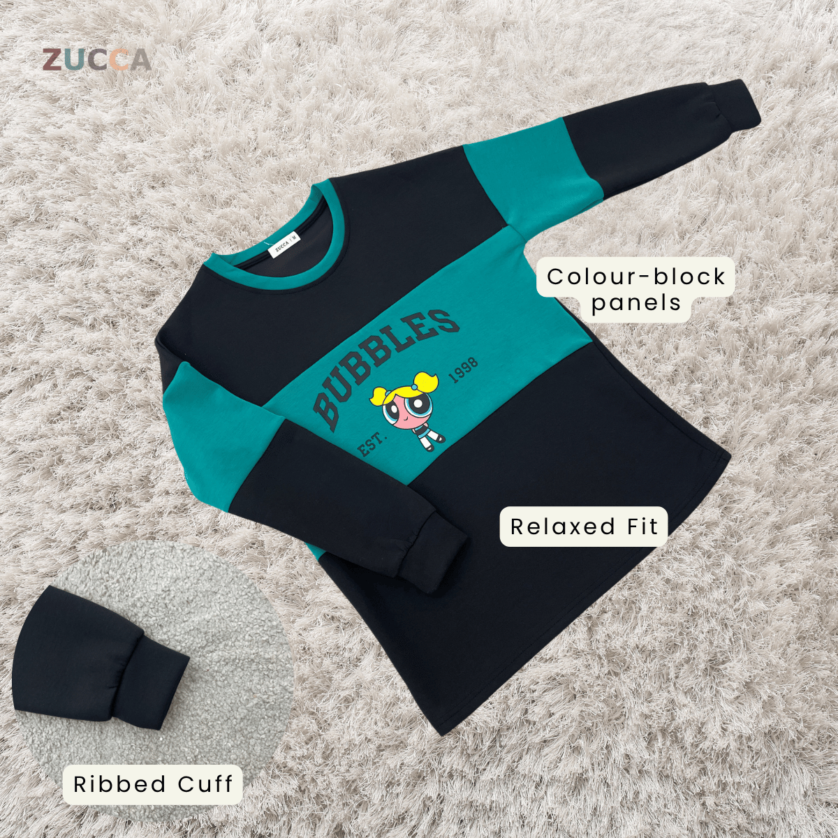 ZUCCA ZAMIRA COLORBLOCK DAILY SWEATSHIRT - MA222