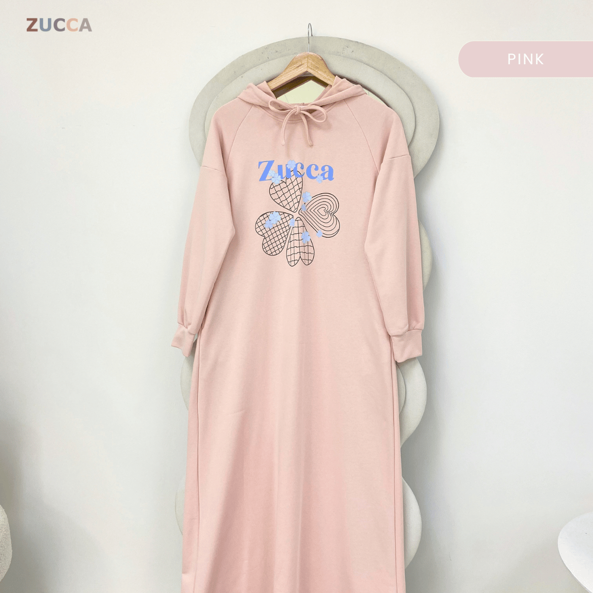 ZUCCA DAIYA GRAPHIC HOODIE LONG DRESS-MA223