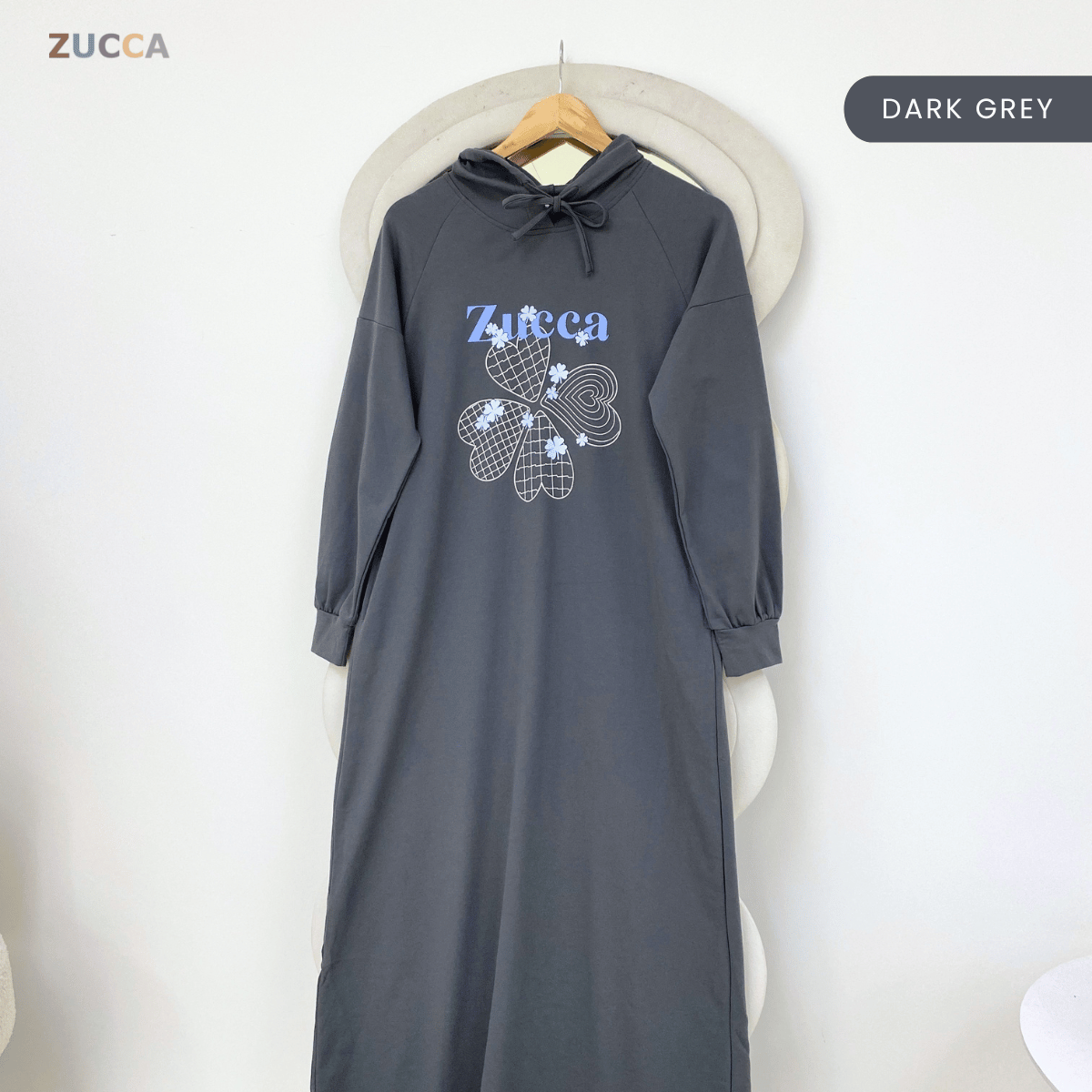 ZUCCA DAIYA GRAPHIC HOODIE LONG DRESS-MA223