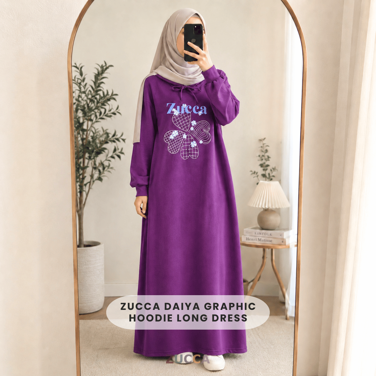 ZUCCA DAIYA GRAPHIC HOODIE LONG DRESS-MA223