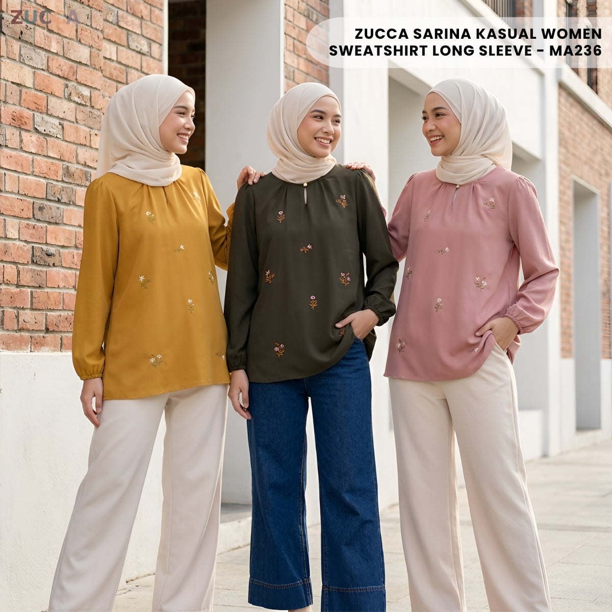 ZUCCA ADELIA WOMEN KASUAL BLOUSE FLORAL LONG SLEEVE - MA225