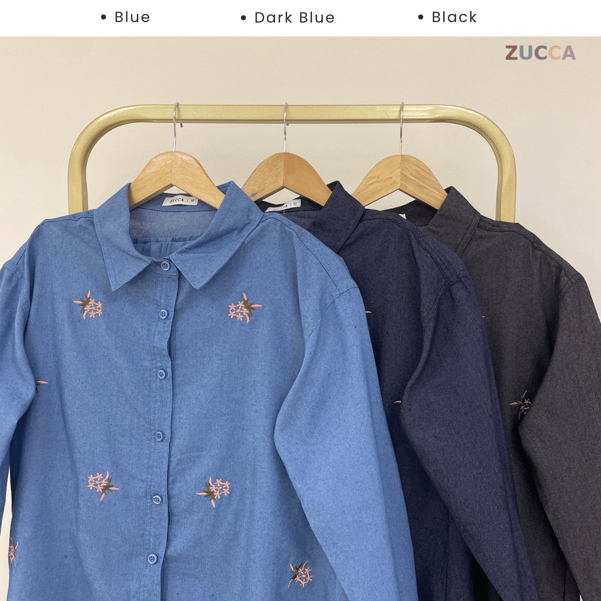 ZUCCA SUHAINI DENIM FLORAL EMBROIDERED SET - MA226