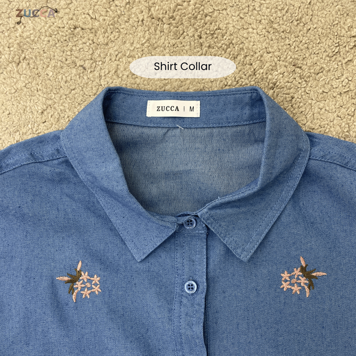 ZUCCA SUHAINI DENIM FLORAL EMBROIDERED SET - MA226
