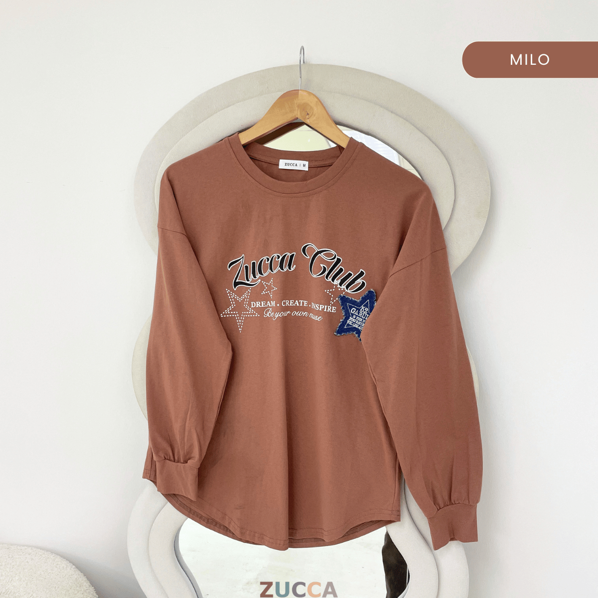 ZUCCA HAYFA STAR CLUB OVERSIZED LONG SLEEVE TOP - MA229